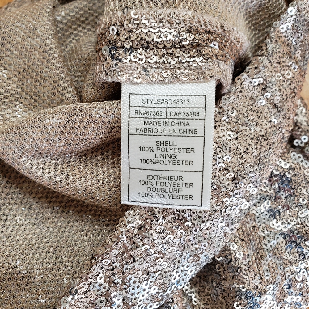 BB Dakota One Shoulder Sequin Mini Bodycon Dress Champagne Size 2 - Picture 8 of 9